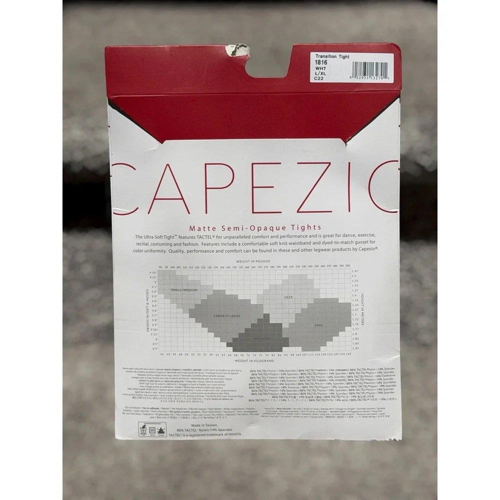 NEW Capezio Girls Ultra Soft Transition Tights White L XL #1816 Convertible‎